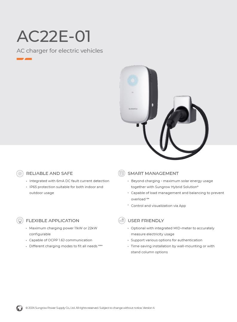 Wallbox  Sungrow 22 kW AC022E-01 – Inklusive Montage & Netzanmeldung