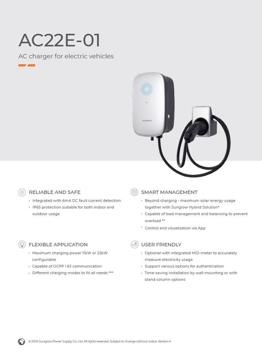 Wallbox  Sungrow 22 kW AC022E-01 – Inklusive Montage & Netzanmeldung