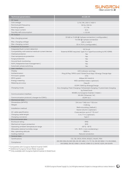 Wallbox  Sungrow 22 kW AC022E-01 – Inklusive Montage & Netzanmeldung